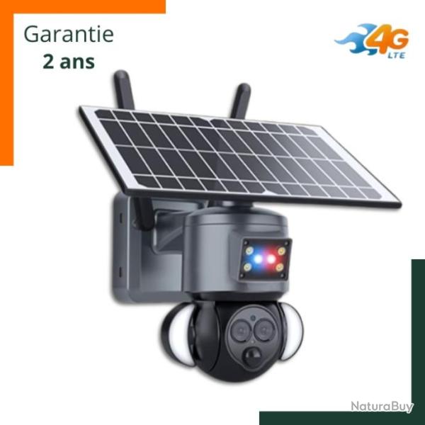 Cam�ra 4G Solaire Rotative Zoom X12 Alarme Flash LED - Livraison rapide - Garantie 2 ans