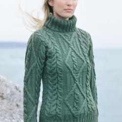 Pull Femme col roul&eacute; court en pure laine m&eacute;rinos rouge ou &eacute;cru L (large) vert d'eau