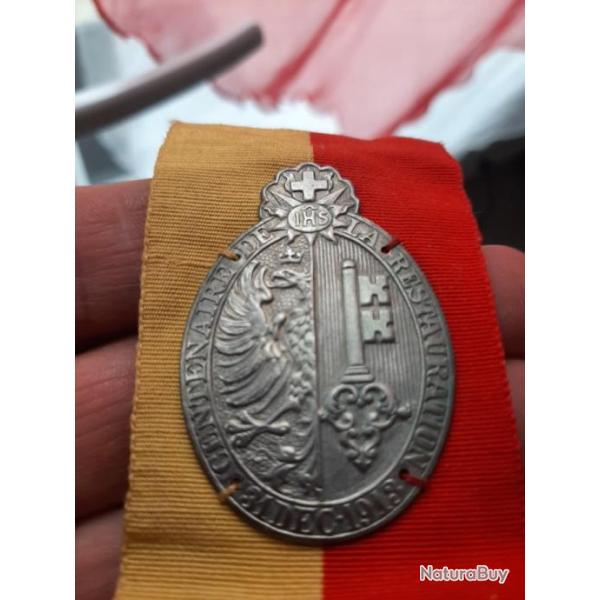 M�daille Centenaire de la Restauration Genevoise. 31 d�cembre 1913.