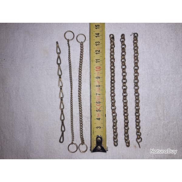 Lot de 6 bracelets/gourmettes/cha�nettes laiton pi�ces militaires
