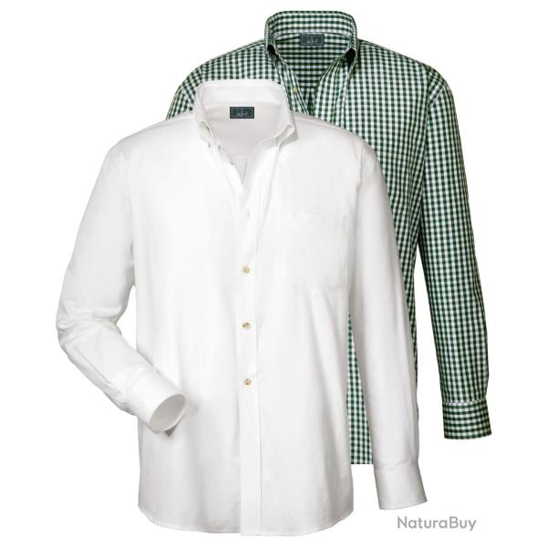 Chemise traditionnelle, pack de 2 (Couleur: Vert/blanc, Taille: M)