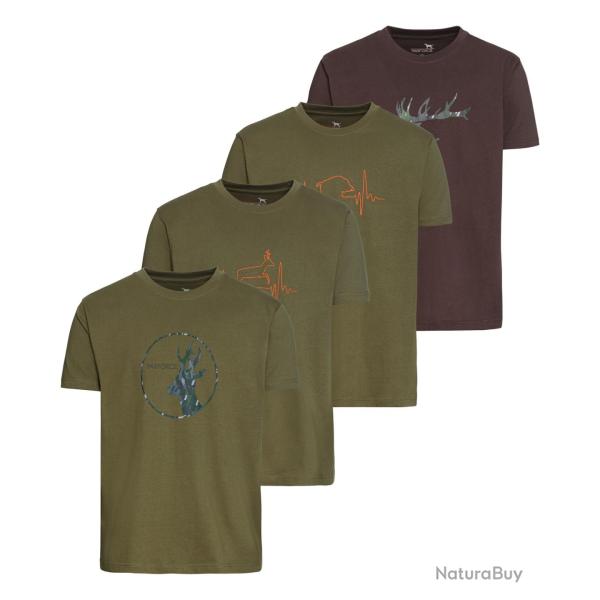 Pack de 4 t shirts imprim�s chasse Couleur Vert Marron