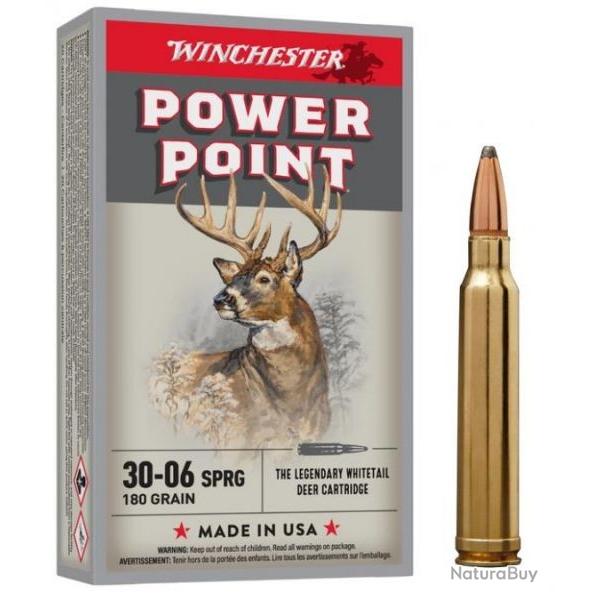 Munitions Winchester Power Point 11.7g 180gr - Cal. 30-06 x5 boites