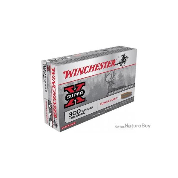 Munitions Winchester Power Point 9.7g 150gr - Cal. 300 Win Mag x5 boites