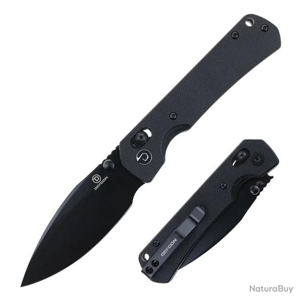 Couteau Defcon Ultra Lite Black Manche G10 Lame Acier 14C28N Drop Point Axis Lock CLip TD011FBK