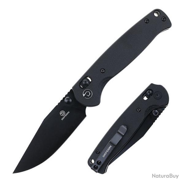 Couteau Defcon Ultra Lite Black Manche G10 Lame Acier 14C28N Clip Point Axis Lock CLip TD010FBK
