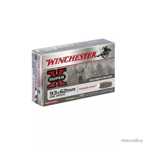Munitions Winchester Power Point 18.53g 286gr - Cal. 9.3x62 x5 boites