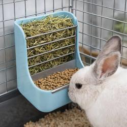 Mangeoire lapin avec r&acirc;telier double usage grain et foin