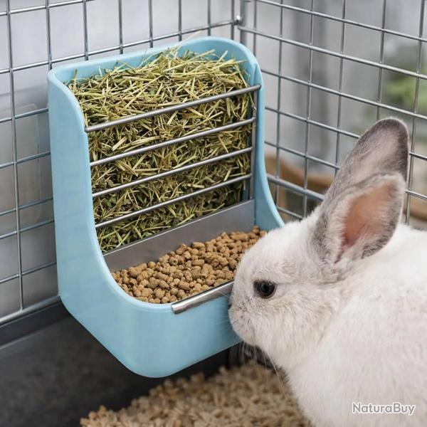 Mangeoire lapin avec r�telier double usage grain et foin