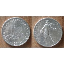 France 1 Franc 1913 Semeuse par Roty Piece Argent Francs