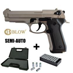 PISTOLET A BLANC BLOW F92 - 9MM PAK Satin&eacute;