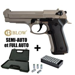 PISTOLET A BLANC BLOW F92 FULL AUTO - 9MM PAK Satin&eacute;