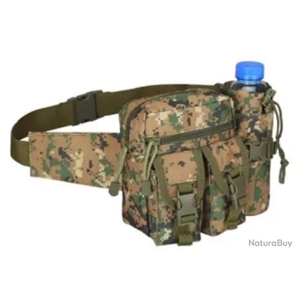 Sac de Ceinture Banane Etanche Tactique Militaire + Poche Bouteille d'eau randonn�e camping Jungle
