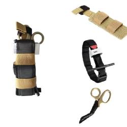 Ensemble Garrot + Porte-garrot universel beige + ciseaux m&eacute;dicaux beige