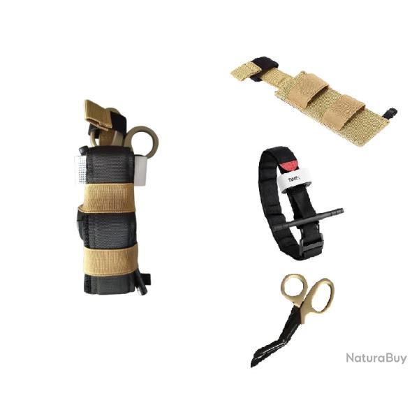 Ensemble Garrot + Porte-garrot universel beige + ciseaux mdicaux beige