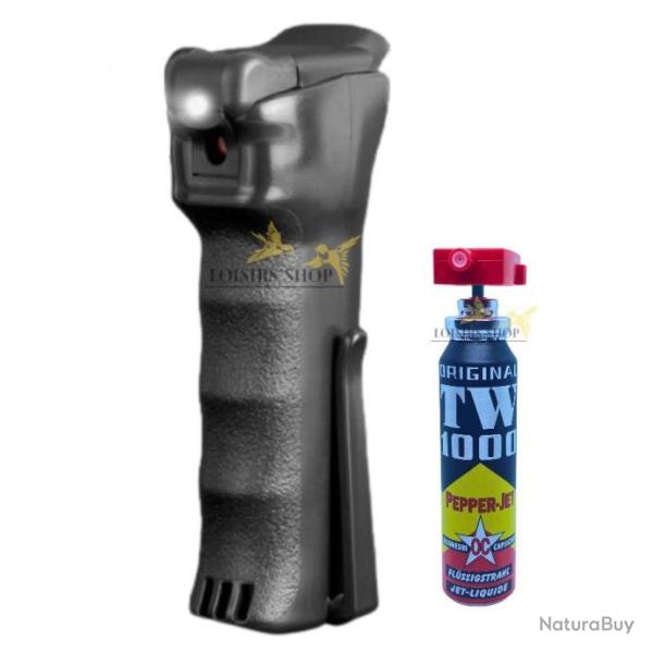 Bombe lacrymog�ne rechargeableTW1000 30ml JET POIVRE OC avec lampe LED et clip - TW1000