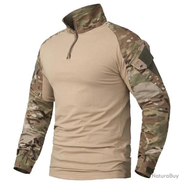 Tee-shirt Militaire Manche Longue pour Homme Uniforme Camouflage Id�ale pour Airsoft, Chasse