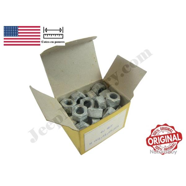 Lot de 40 �crous 3/8NF WO50922 US WW2 Jeep Willys Ford M201 Dodge Wc Gmc