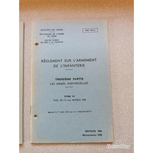 R�glement sur l'armement de l'infanterie troisi�me partieINF 401/3LES ARMES INDIVIDUELLES