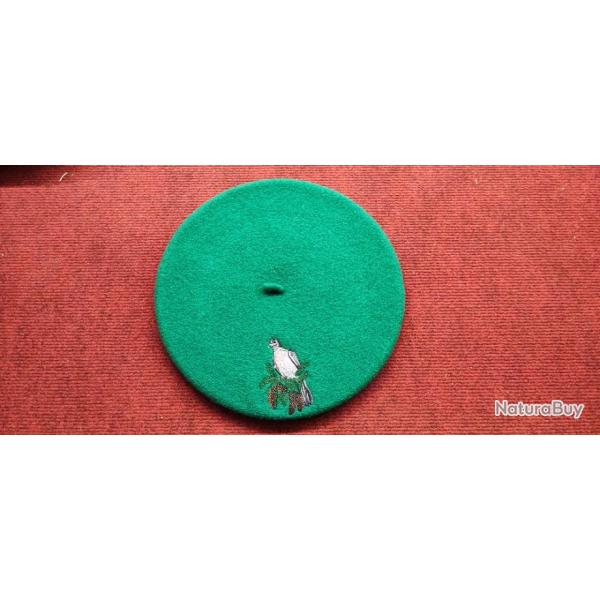 BERET FRANCAIS VERT - BROD� PALOMBE - TU - NEUF