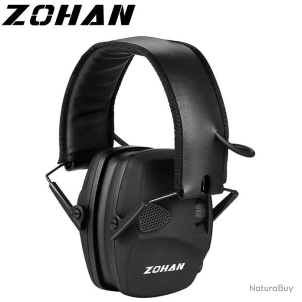 ZOHAN - Prot�ge-Oreilles Professionnel Casque Anti-Bruit �lectronique NRR 22dB Chasse et Tir Noir