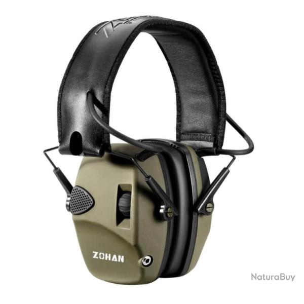 ZOHAN - Prot�ge-Oreilles Professionnel Casque Anti-Bruit �lectronique NRR 22dB Chasse et Tir Vert