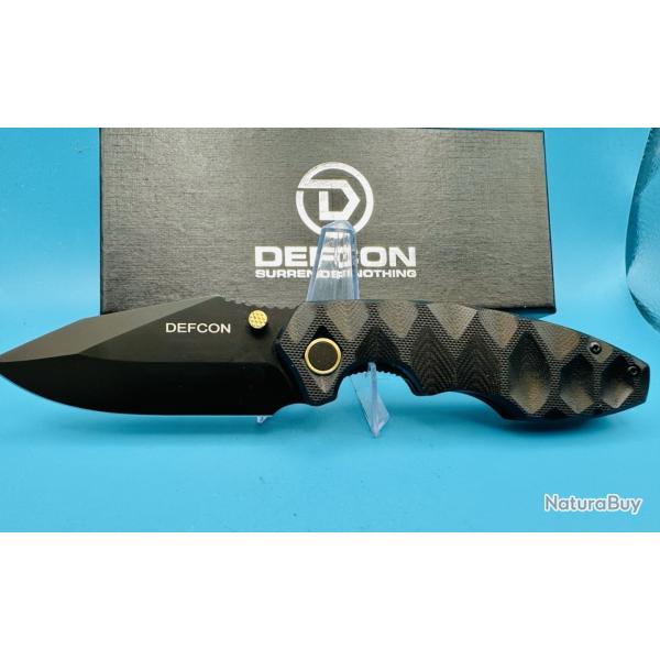Couteau Defcon Black Manche G10 Lame Acier 14C28N Blk Linerlock Clip TD004F2