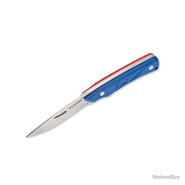 COUTEAU WILDSTEER TROLL PLIANT BLEU ET ROUGE + POCHETTE CUIR