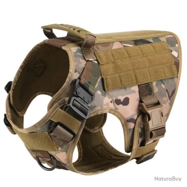 Harnais anti-traction tactique pour chien R�glable respirant et durable randonn�es chasse Camouflage
