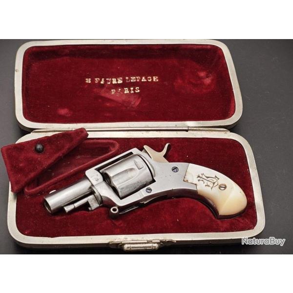 REVOLVER THE PUPPY FAURE LEPAGE A PARIS CALIBRE 7MM CF EN COFFRET ETUI CIGARRE VERS 1870 - FRANCE XI