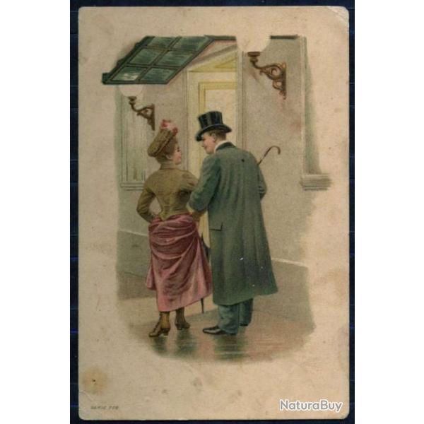 Allemagne, Carte postale ancienne, couple amoureux 1900's