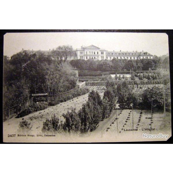 Carte postale ancienne Suisse, Lausanne - L'H�pital 1900's
