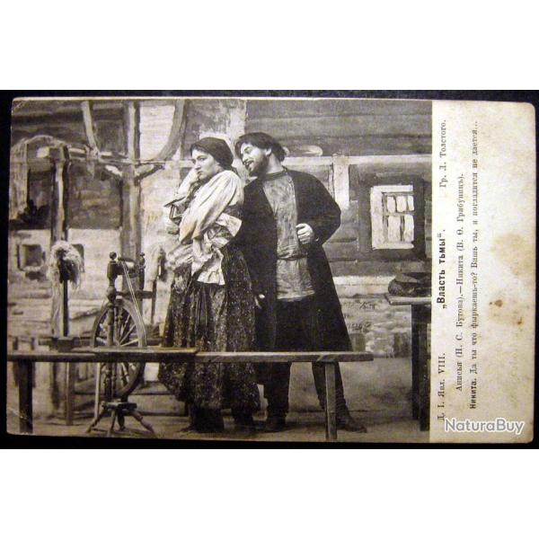 Carte postale ancienne, Russie imp�riale L�on Tolsto� Jouer - Le pouvoir des t�n�bres 1903