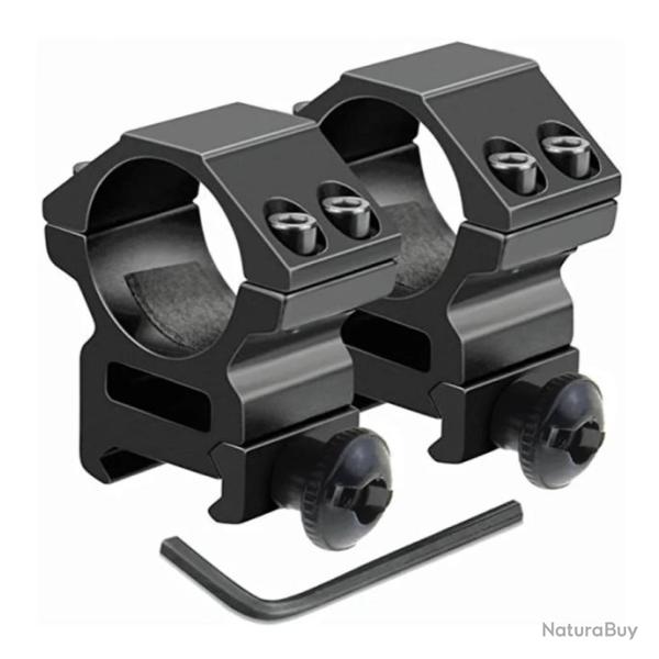 Anneaux de Montage pour Lunette de Vis�e Tube 30 mm Rail 11 mm Hauteur Base Long