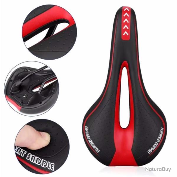 Selle de V�lo Confortable en Gel Unisexe Si�ge de V�lo Route, Montagne VTT Rouge