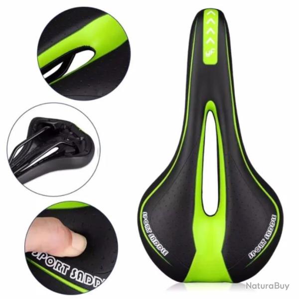 Selle de V�lo Confortable en Gel Unisexe Si�ge de V�lo Route, Montagne VTT Vert