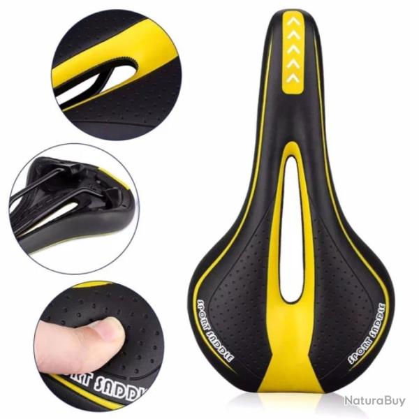 Selle de V�lo Confortable en Gel Unisexe Si�ge de V�lo Route, Montagne VTT Jaune