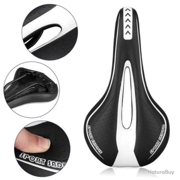 Selle de V�lo Confortable en Gel Unisexe Si�ge de V�lo Route, Montagne VTT Blanc