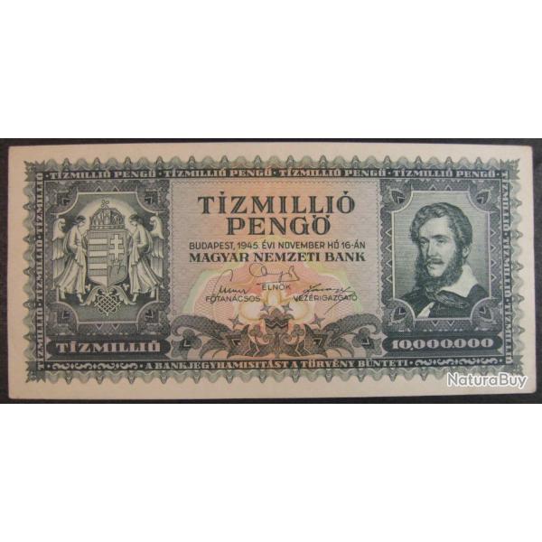 Billet 1945 Hongrie 10000000 10 Million Pengo, de banque, papier-monnaie, paper money Hungary