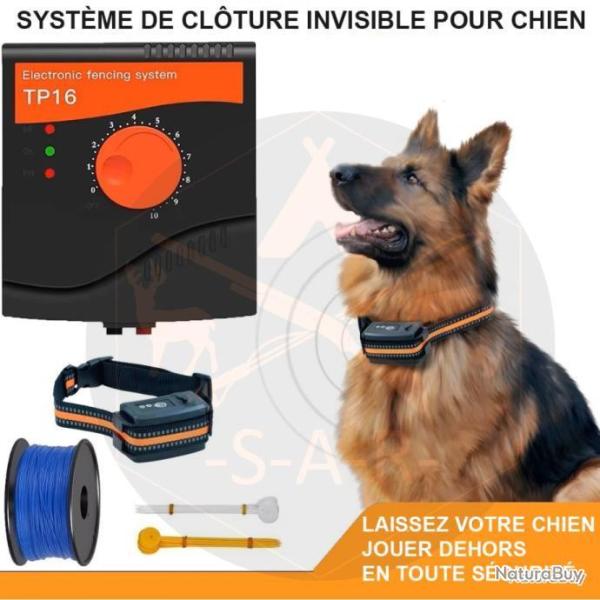 KIT ANTI-FUGUE POUR CHIEN COLLIER �LECTRIQUE ET CL�TURE 5 NIVEAUX DE STIMULATION LIVRAISON OFFERTE