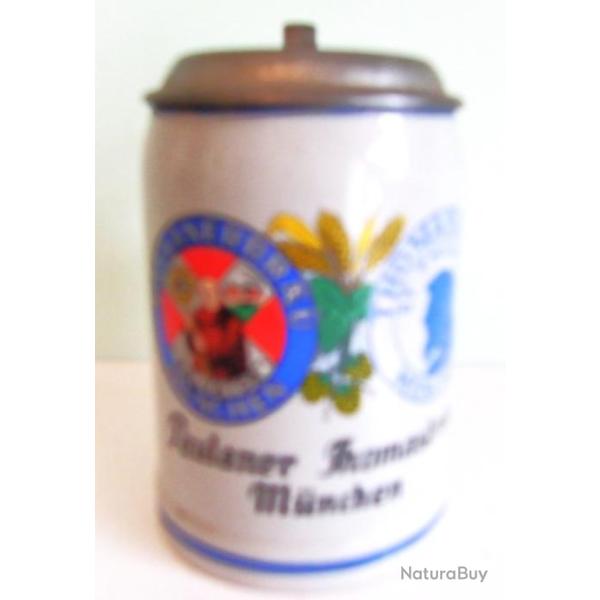Chope � bi�re en porcelaine grise effigies St-paul et St-Thomas  MUNCHEN  Allemagne couvercle �tain