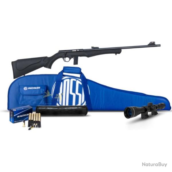 Pack carabine � r�p�tition Rossi cal.22 long rifle avec lunette, fourreau, silencieux et munitions