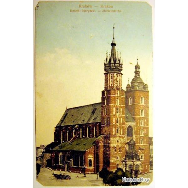Carte postale ancienne, Pologne Cracovie, �glise Sainte-Marie Poland 1907