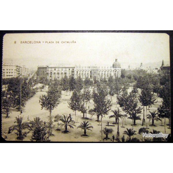 Carte postale ancienne, Spain, Espagne, Barcelone - Place de Catalogne 1900's