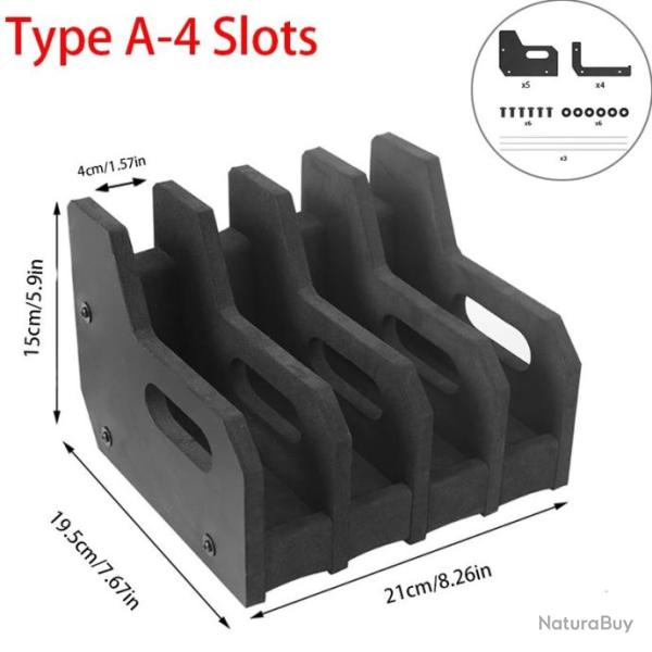 Pr�sentoir pour arme de poing en mousse EVA - Mod�le A 4 emplacements