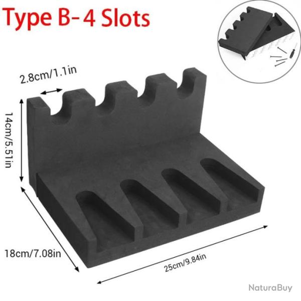 Pr�sentoir pour arme de poing en mousse EVA - Mod�le B 4 emplacements