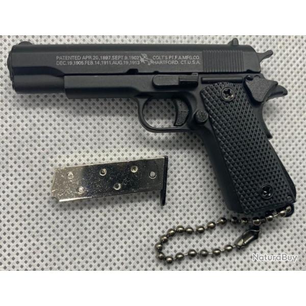 COLT 1911 Noir avec 1 chargeur, 1 munition + Boite Offerte (Miniature - �chelle 1:3)