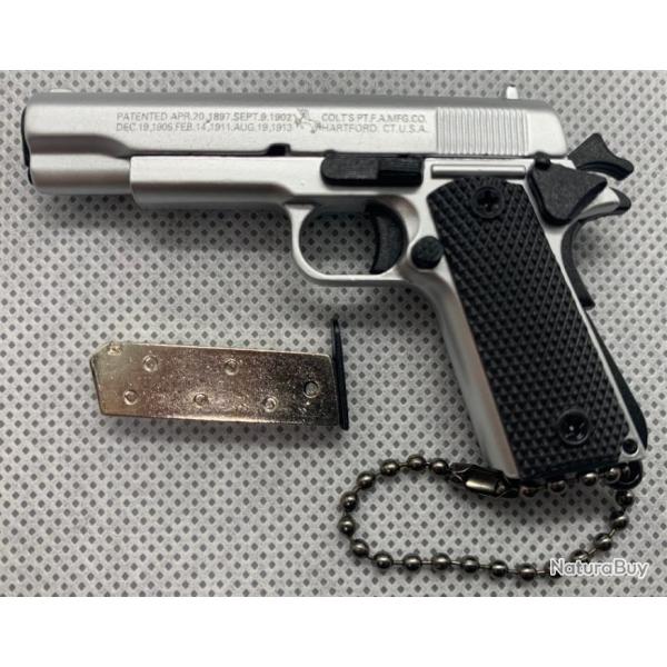 COLT 1911 Gris Matt avec 1 chargeur, 1 munition + Boite Offerte (Miniature - �chelle 1:3)