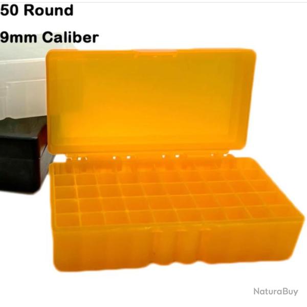 Bo�te de Rangement pour Munitions 50 Emplacements Porte-Cartouches Portable pour 9mm/.223/.38 orange