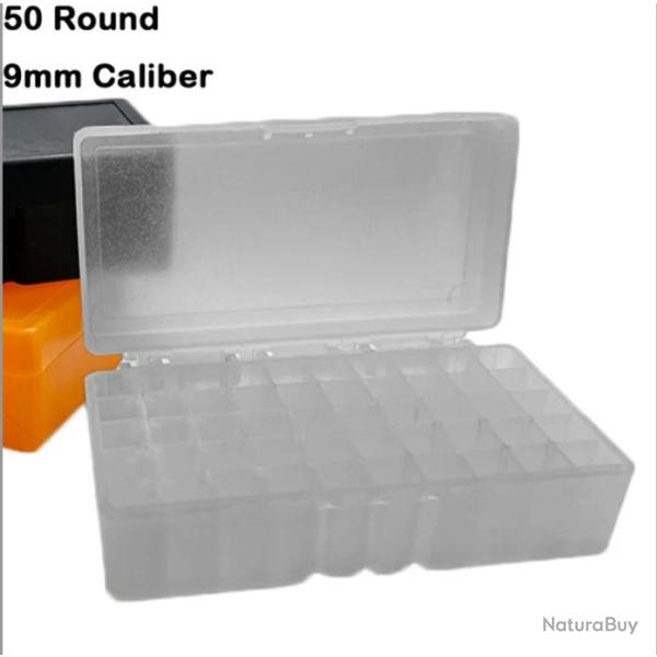 Bo�te de Rangement pour Munitions 50 Emplacements Porte-Cartouches Portable pour 9mm/.223/.38 Blanc